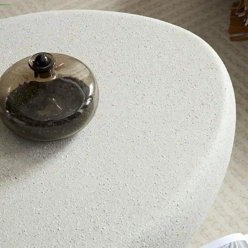 43,31Table basse elliptique en fibre de verre pour salon, table vintage, table centrale irrégulière, aucun assemblage nécessaire