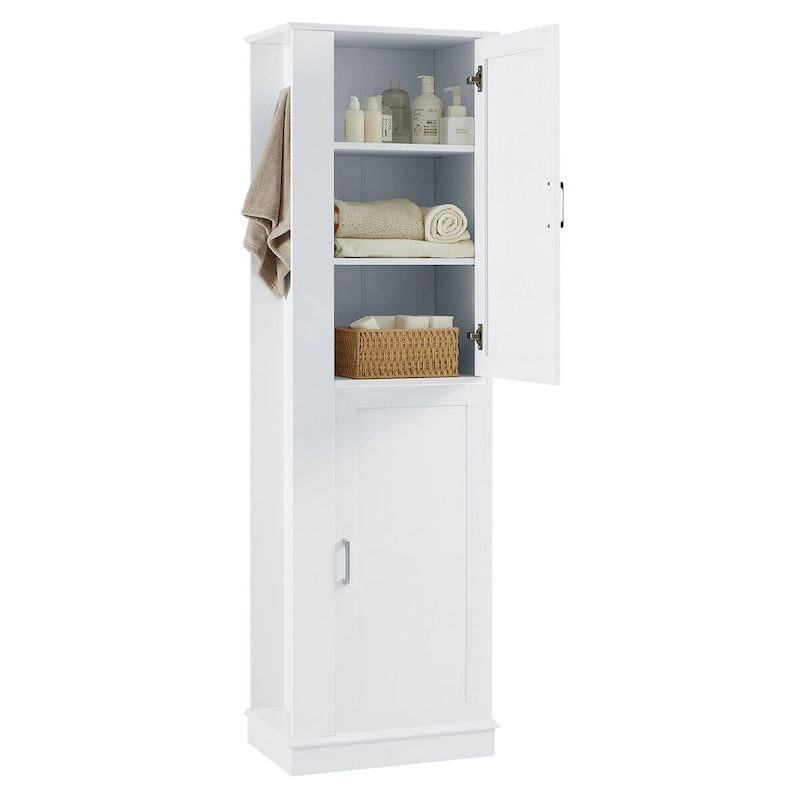 Meuble de rangement autoportant avec crochet et étagère réglable