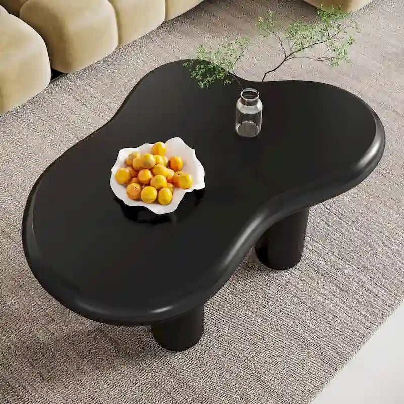 Table basse de 100,0 cm en bois manufacturé en forme de nuage avec 4 pieds en PVC