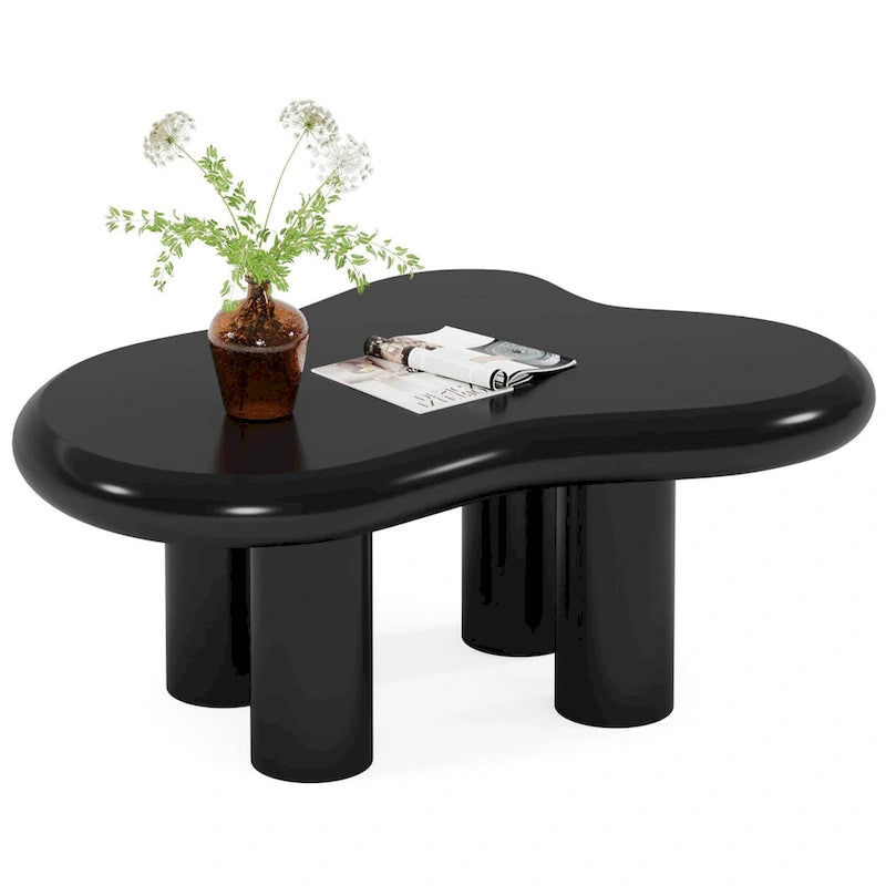Table basse de 100,0 cm en bois manufacturé en forme de nuage avec 4 pieds en PVC